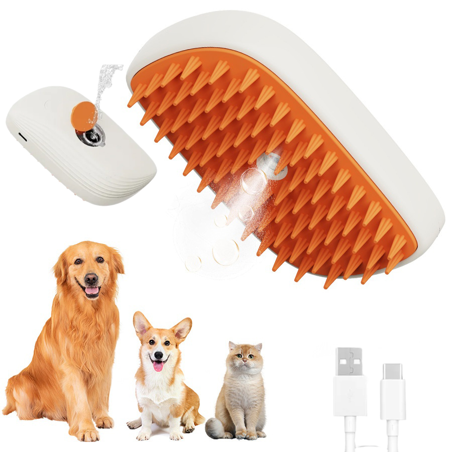 pet grooming,
steam brush,
deshedding tool,
massage brush,
detangling comb,
rechargeable pet brush,
USB pet grooming,
low‑temp steam,
cat dog brush,
tangle remover,