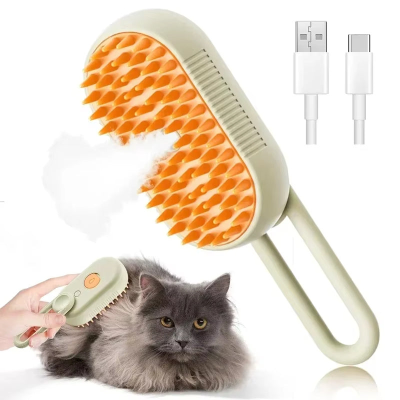 pet grooming,
steam brush,
deshedding tool,
massage brush,
detangling comb,
rechargeable pet brush,
USB pet grooming,
low‑temp steam,
cat dog brush,
tangle remover,