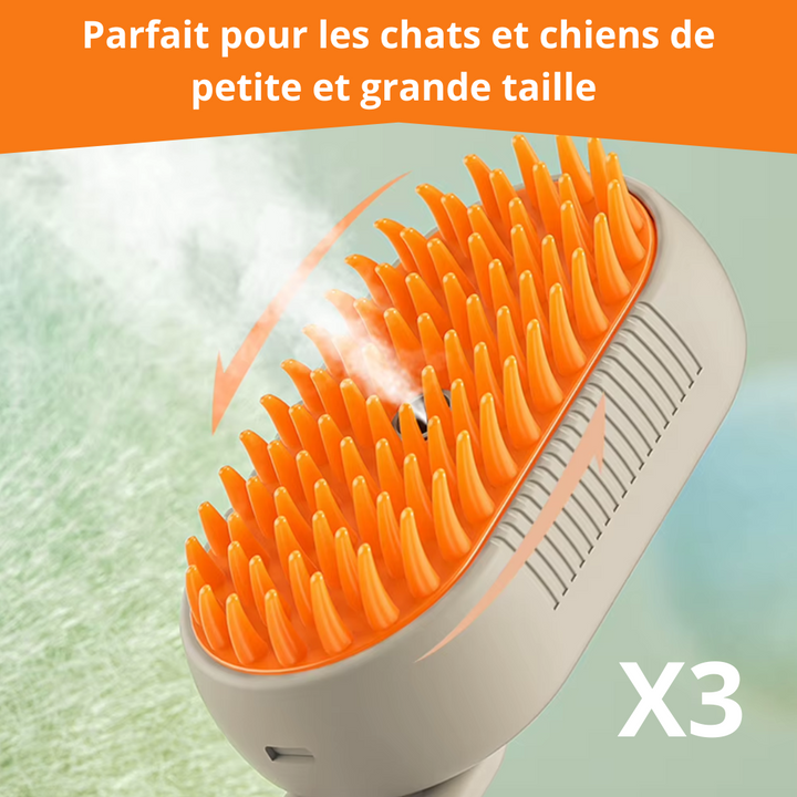 Brosse Vapeur 3-en-1 – Massage, Démêlage, Anti-Mue