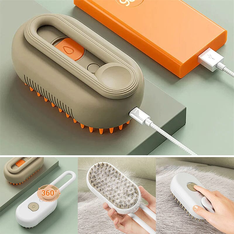 pet grooming,
steam brush,
deshedding tool,
massage brush,
detangling comb,
rechargeable pet brush,
USB pet grooming,
low‑temp steam,
cat dog brush,
tangle remover