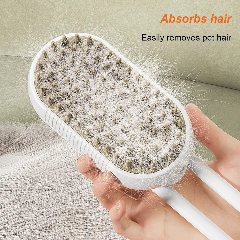 pet grooming,
steam brush,
deshedding tool,
massage brush,
detangling comb,
rechargeable pet brush,
USB pet grooming,
low‑temp steam,
cat dog brush,
tangle remover,