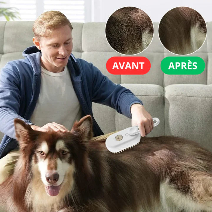 pet grooming,
steam brush,
deshedding tool,
massage brush,
detangling comb,
rechargeable pet brush,
USB pet grooming,
low‑temp steam,
cat dog brush,
tangle remover,